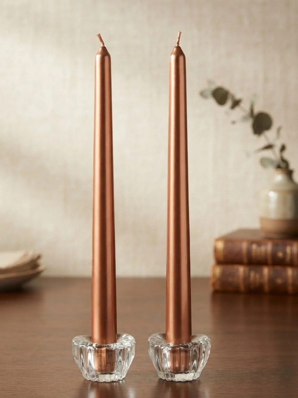 Heart-Shaped Clear Glass Taper Candle Holders
